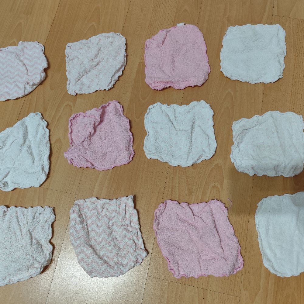 12x Waschlappen-Babypflegetücher in Rosa und Weiß