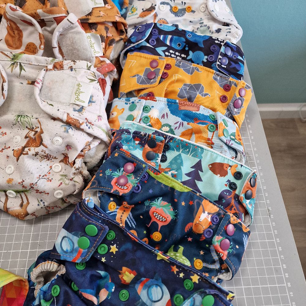 Großes Stoffwindelpaket Toddlersize 8 bis 18kg ca. Großes Stoffwindelpaket Toddlersize 8 bis 18kg ca.