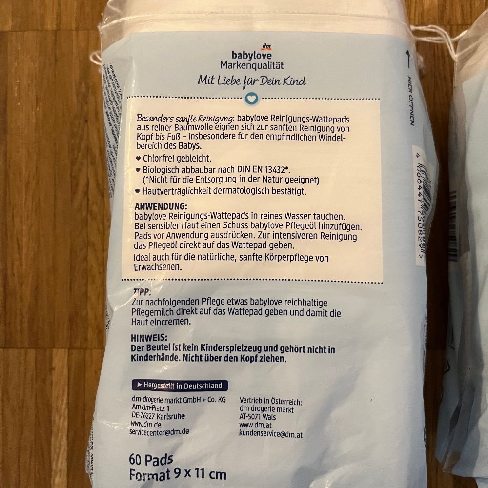 Reinigungswattepads Babylove 2 Packungen