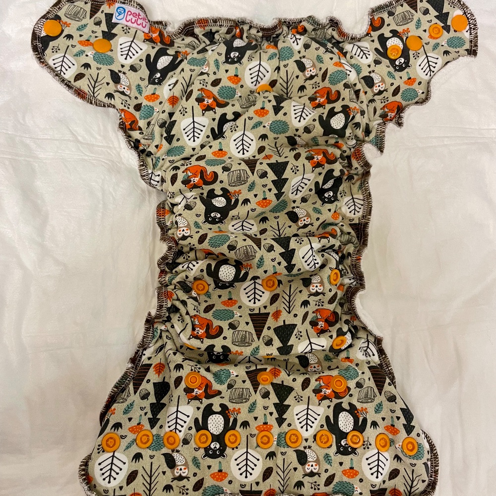 PETIT LULU Good Night - Maxi Nachtwindel Fluffy Organic mit Waldmotiv Größe XL