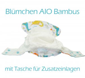 Blümchen All-in-One Windel One Size Bambus mit Klettverschluss Blümchen All-in-One Windel One Size Bambus mit Klettverschluss