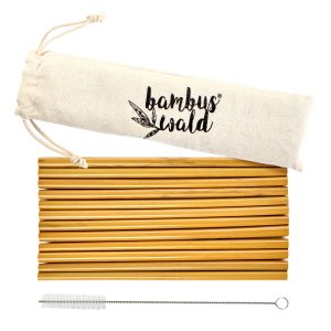 Bambuswald Strohhalme 100% Bambus 12 Stück inkl. Tasche & Reinigungsbürste Bambuswald Strohhalme 100% Bambus 12 Stück inkl. Tasche & Reinigungsbürste