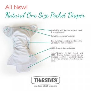 Thirsties Natural Pocketwindel One Size mit Klettverschluss Thirsties Natural Pocketwindel One Size mit Klettverschluss